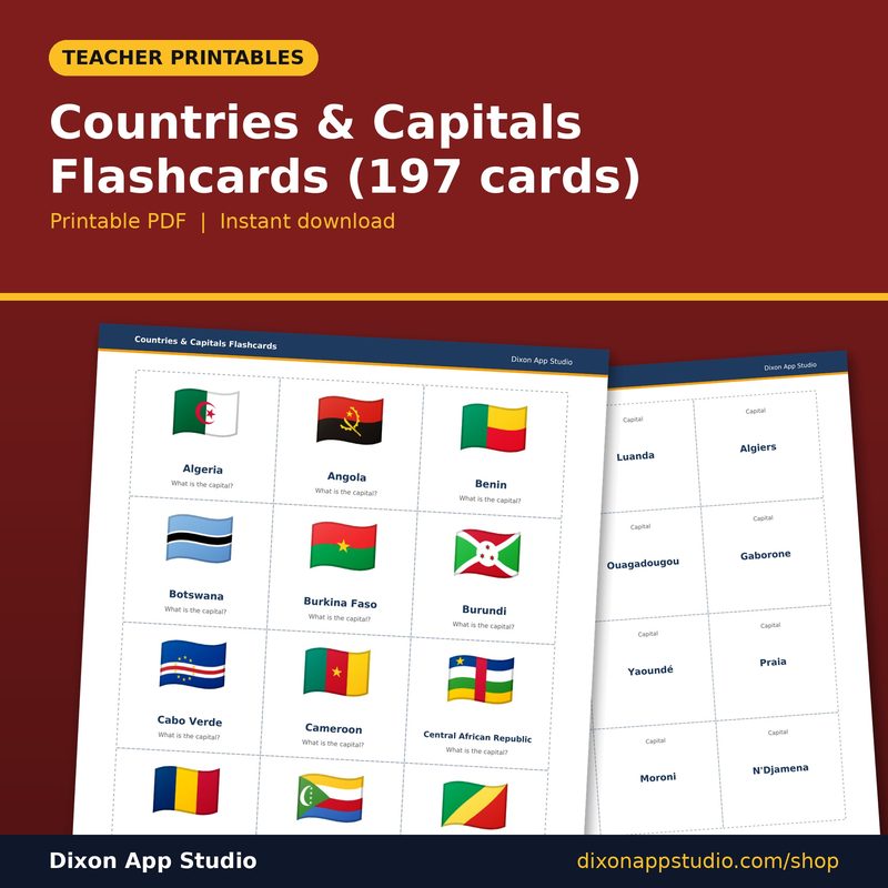 Countries & Capitals Flashcards (197 cards) preview