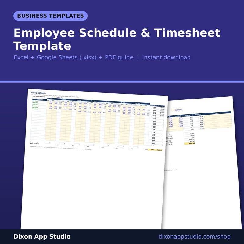 Employee Schedule & Timesheet Template preview