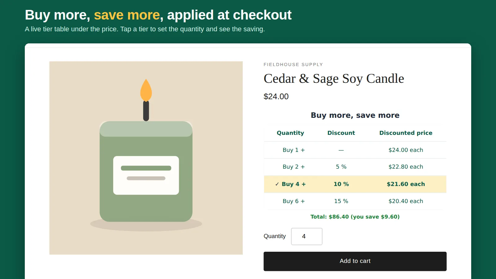 How to show a quantity discount table on Shopify product pages